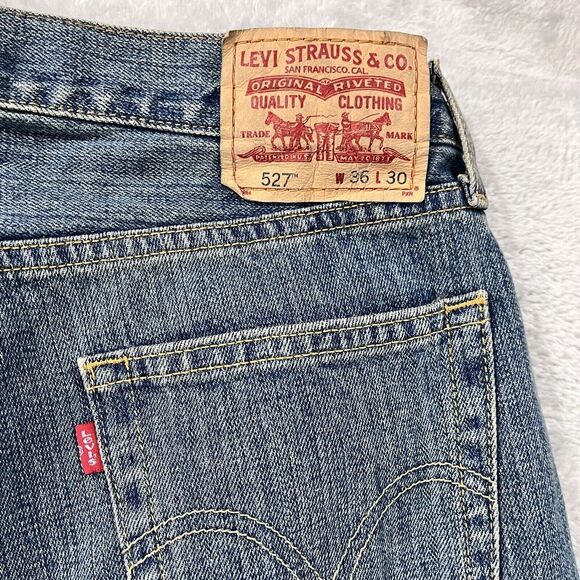 VTG Levi's 527 Jeans Men 36x30 Low Rise Boot Fit Blue Denim 100% Cotton Bootcut - Picture 4 of 10